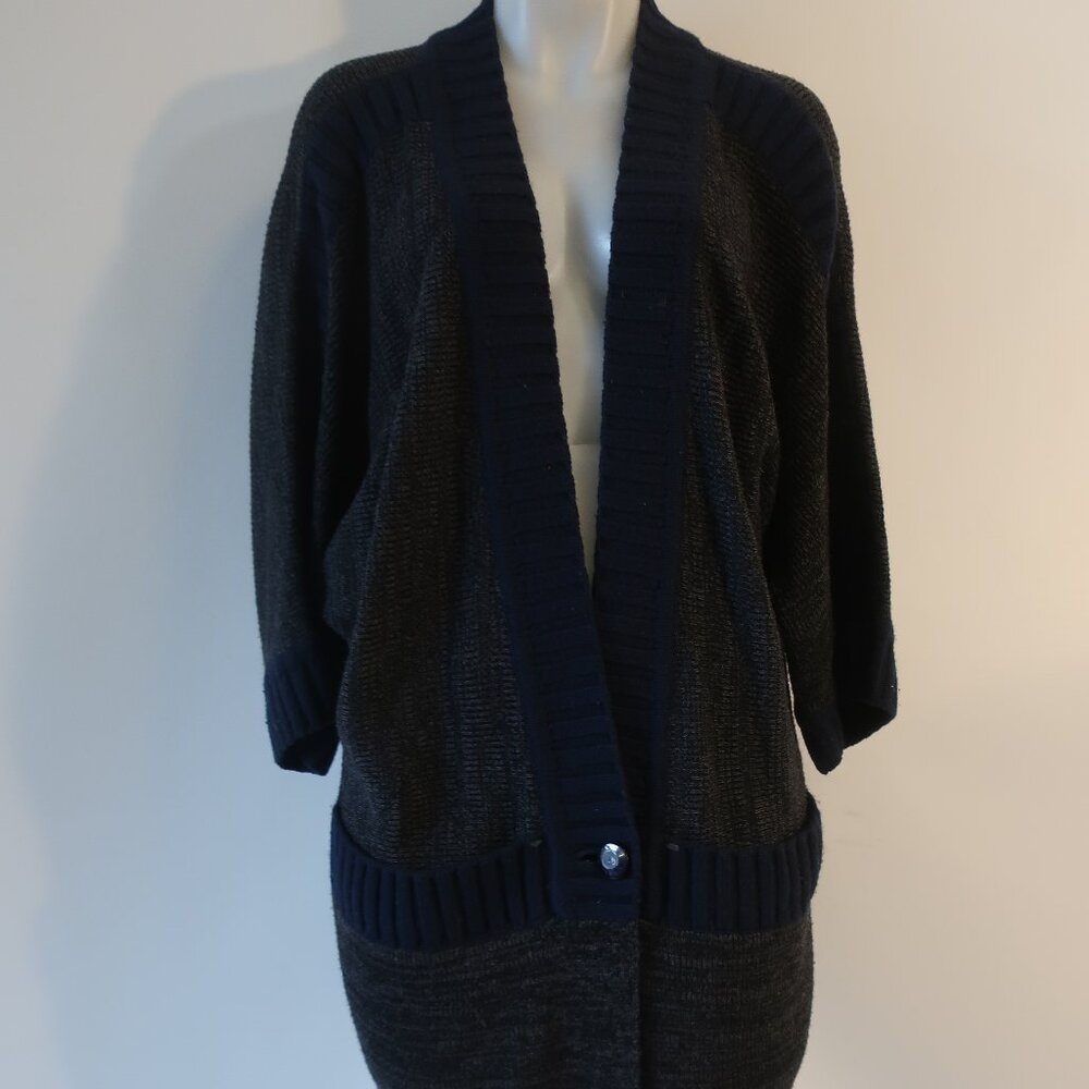Women Label + Thread 100% Wool Chunky Knit Dolman Sleeve Cardigan Sweater L